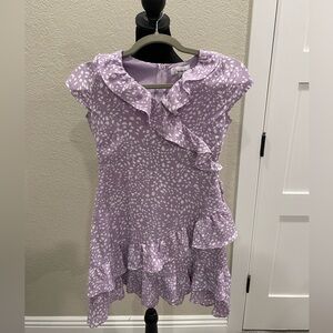 Lilac ruffle dress with side tie.
